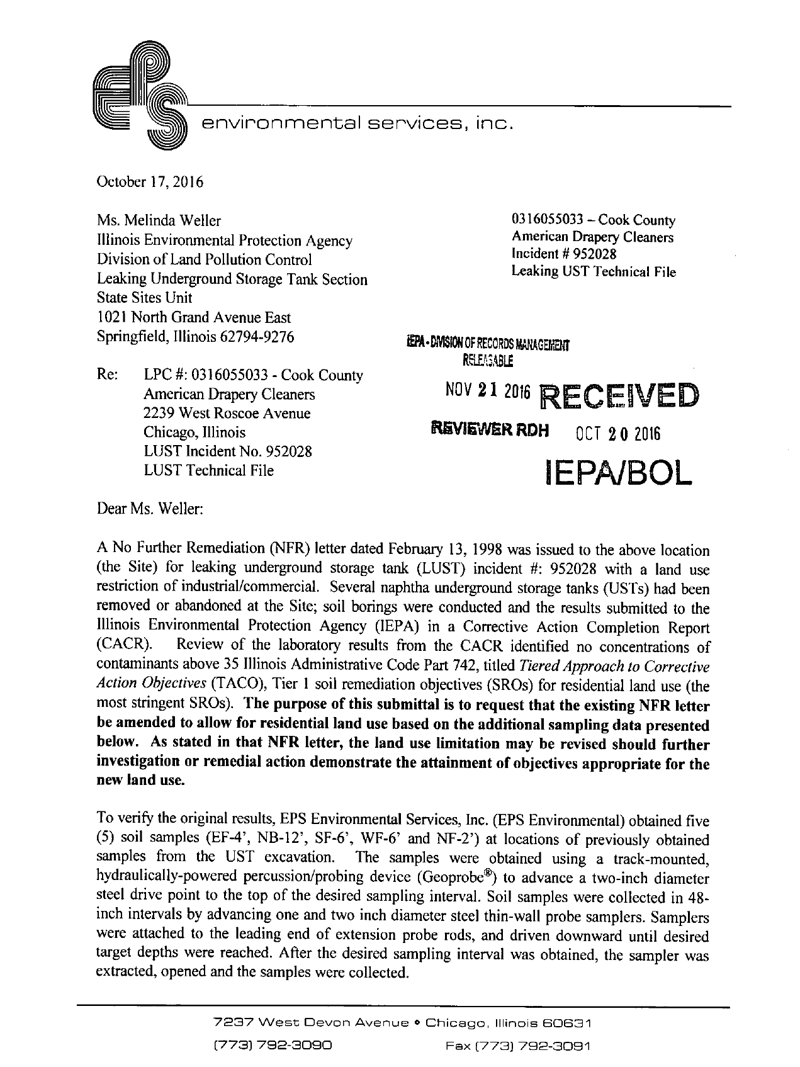 First page of LUST Submittal (Signed Copy) - Request to Amend NFR to Residential Land Use