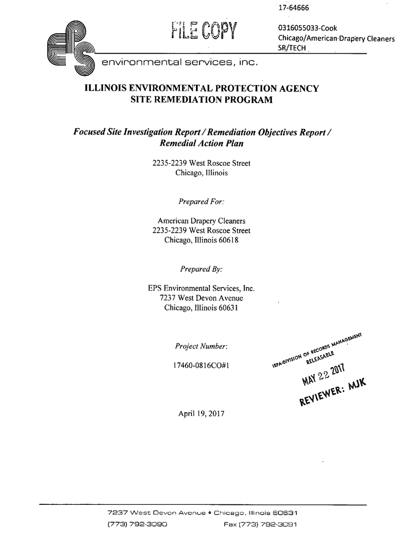 First page of Combined Focused Site Investigation_ Remediation Objectives _ Remedial Action Plan (FSIR - ROR - RAP)