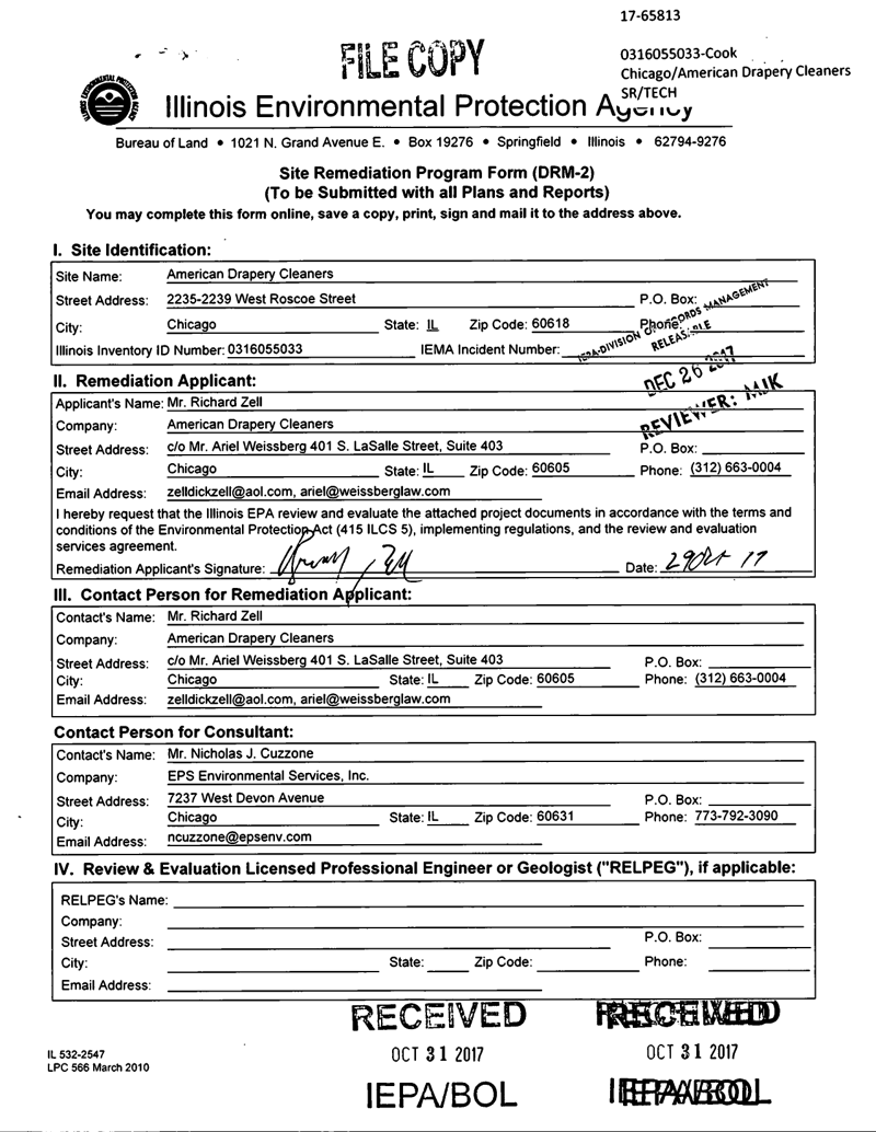 First page of Response Letter & Tier 3 Indoor Inhalation Evaluation