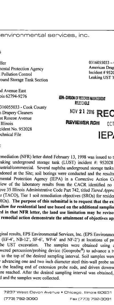 First page of LUST Submittal (Signed Copy) - Request to Amend NFR to Residential Land Use