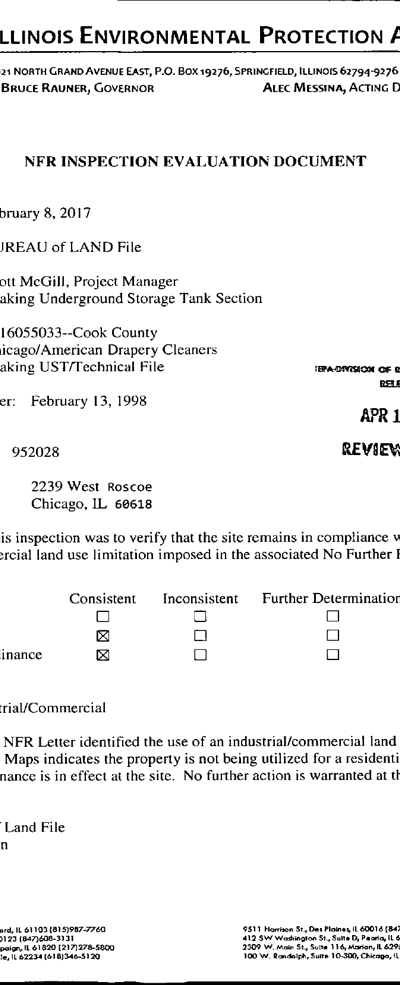 First page of NFR Land-Use Inspection Evaluation